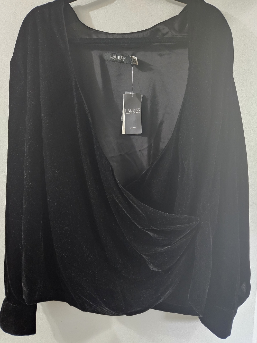 LAUREN Ralph Lauren Pleated Velvet Surplice Blouse
